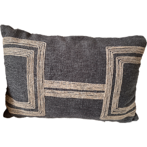 Creative co- op cotton lumbar jute embroidery pillow