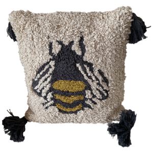 Creative co-op punch hook pillow with bee
